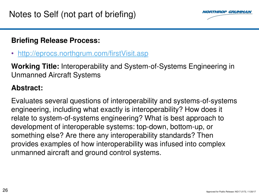 notes to self not part of briefing