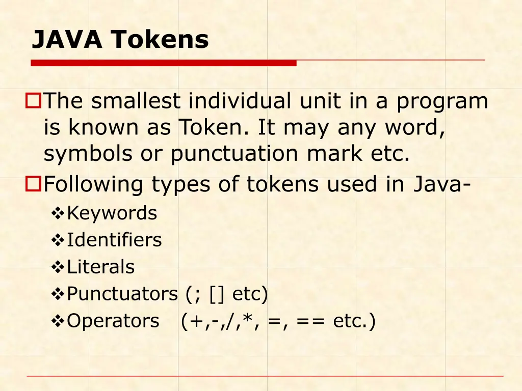 java tokens