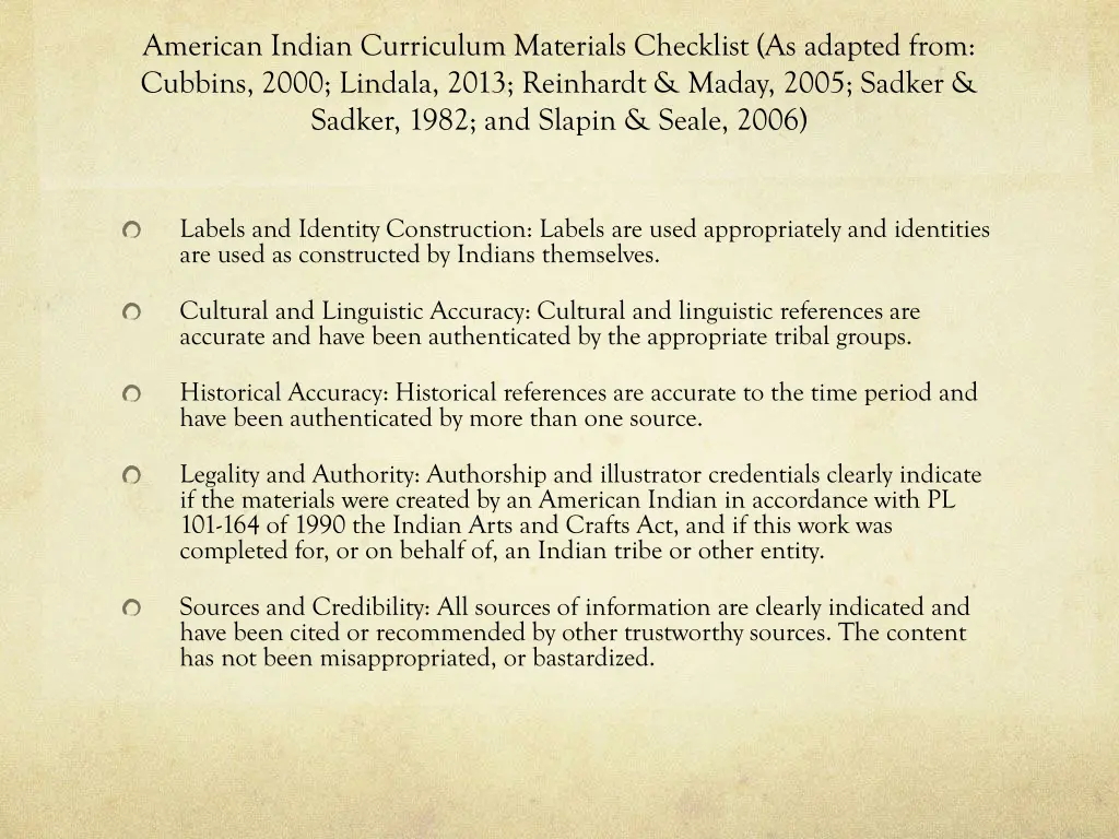american indian curriculum materials checklist 1