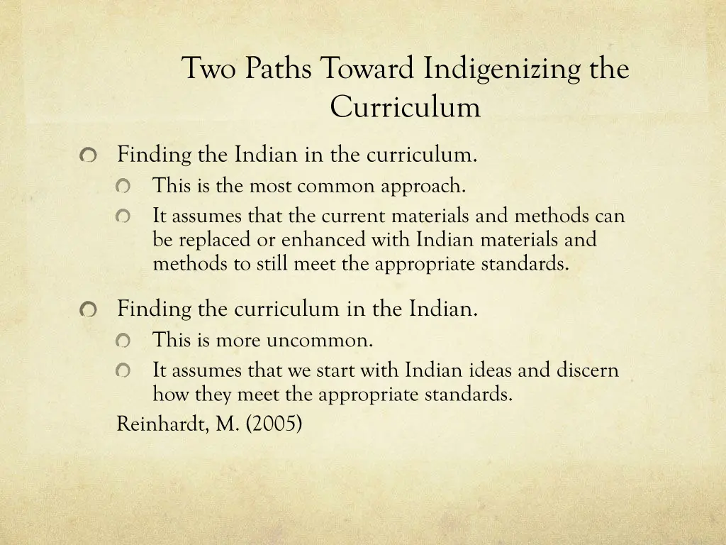 two paths toward indigenizing the curriculum