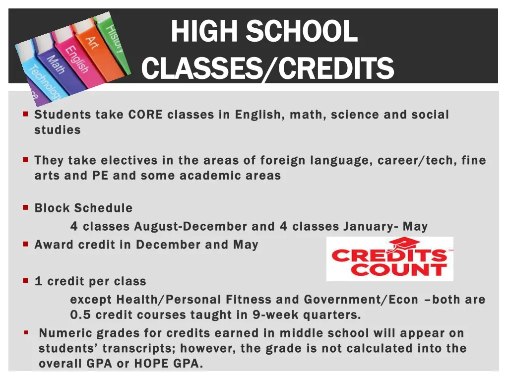 high school high school classes credits classes