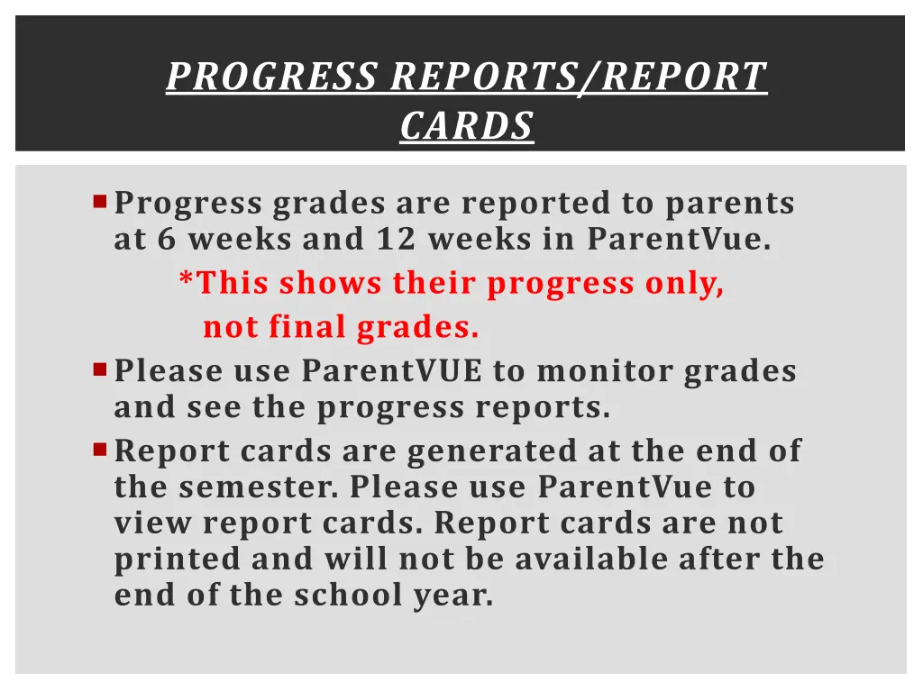 progress reports report cards