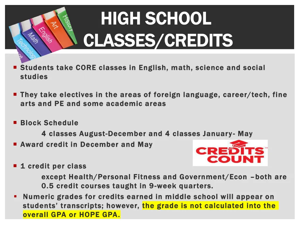 high school high school classes credits classes