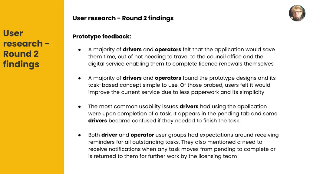 user research round 2 findings
