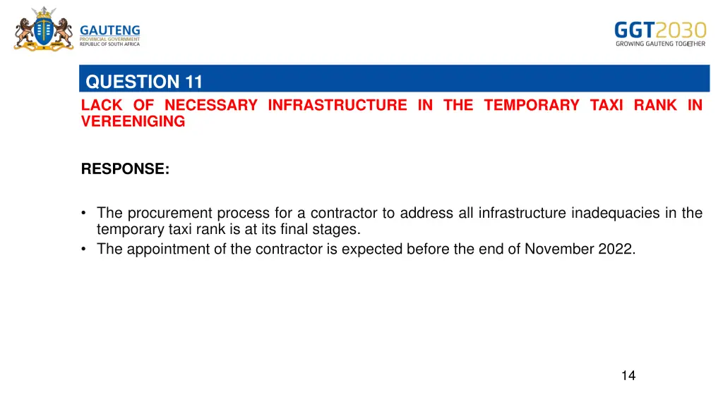 question 11 lack of necessary infrastructure