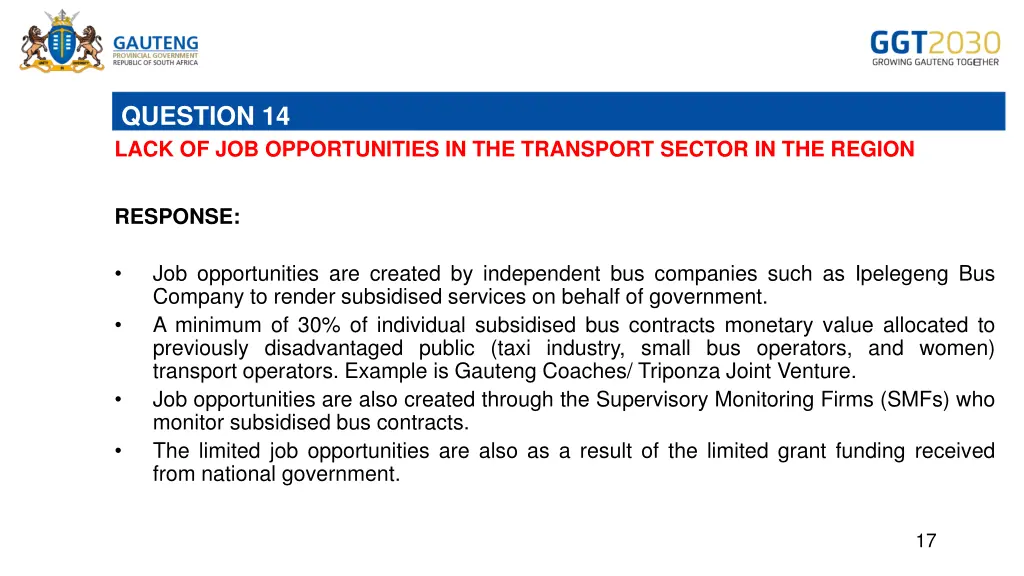 question 14 lack of job opportunities