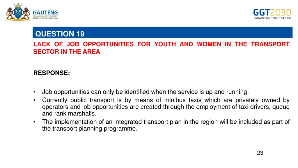 question 19 lack of job opportunities for youth