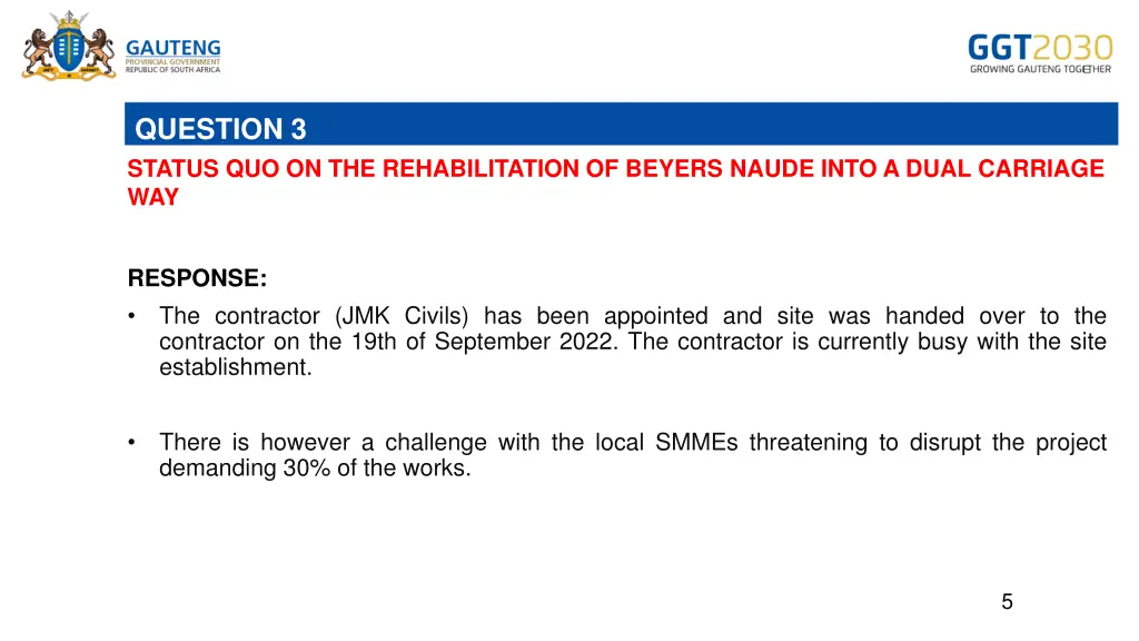 question 3 status quo on the rehabilitation