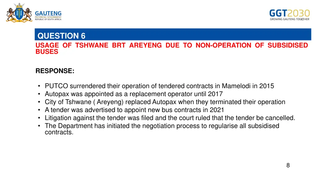 question 6 usage of tshwane brt areyeng