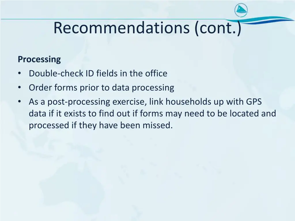 recommendations cont