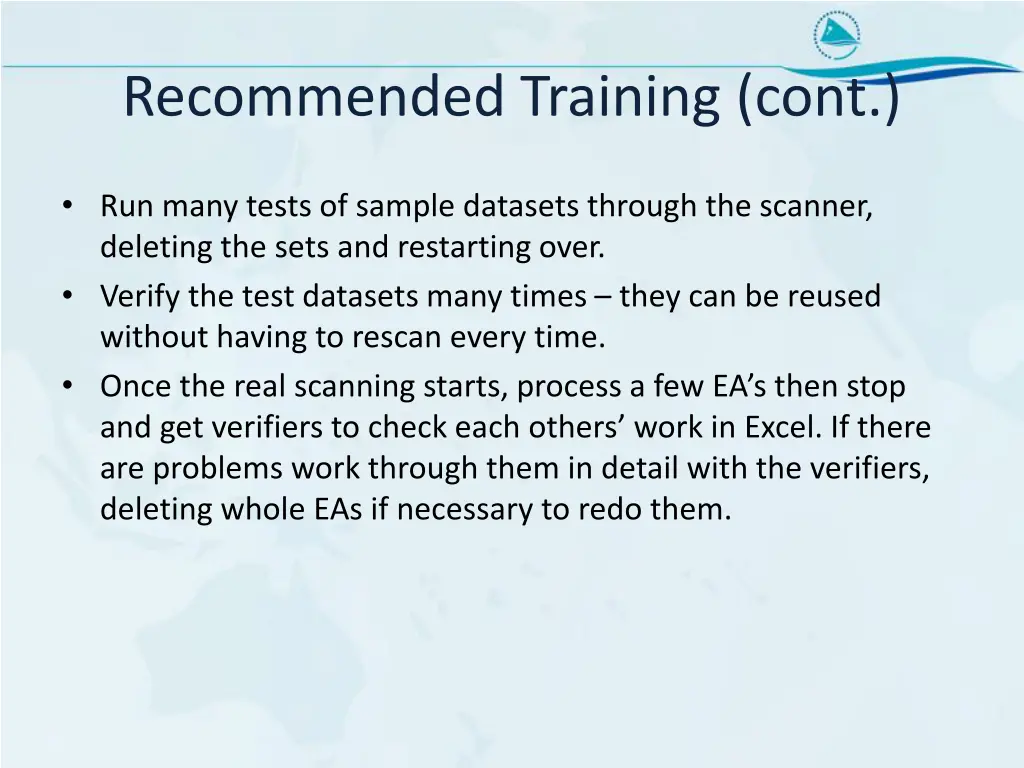 recommended training cont