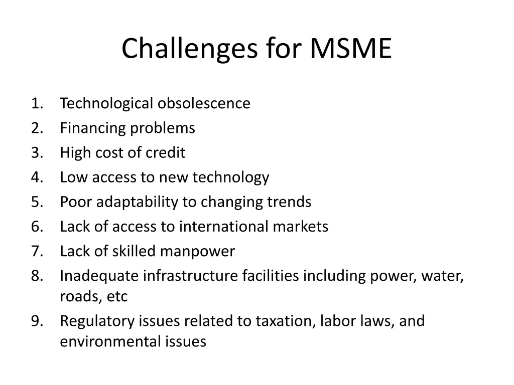 challenges for msme