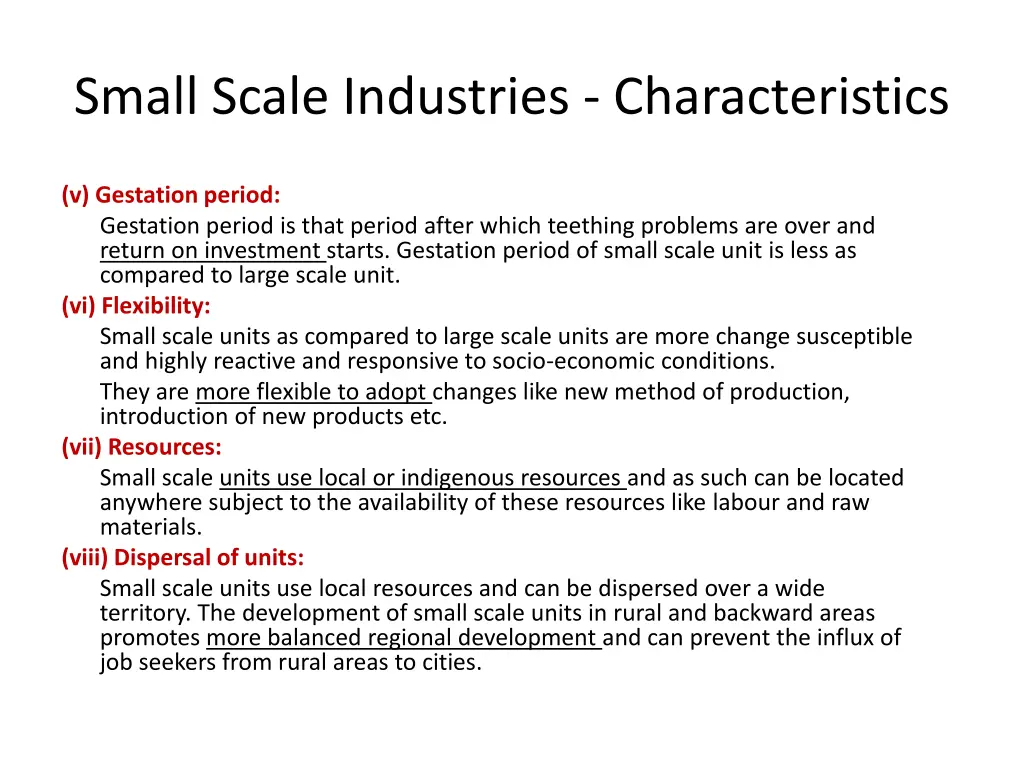 small scale industries characteristics 1