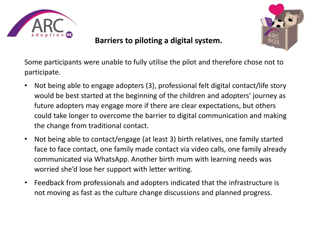 barriers to piloting a digital system