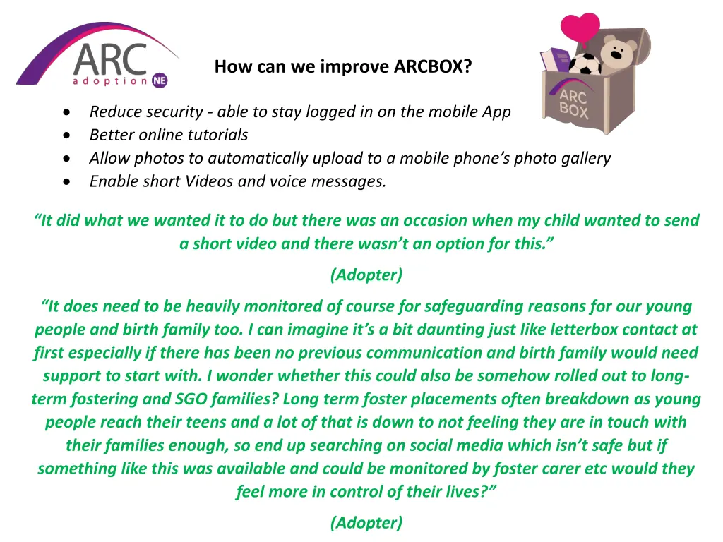 how can we improve arcbox