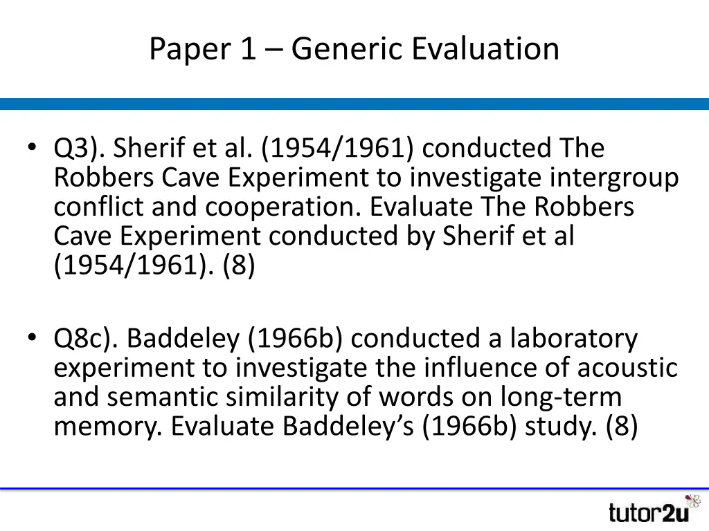paper 1 generic evaluation