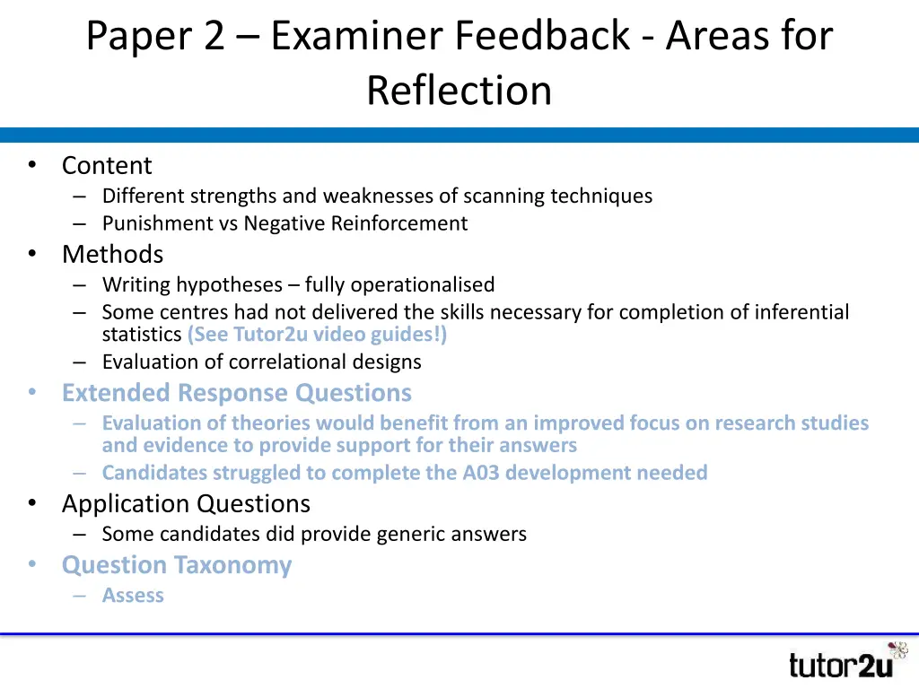 paper 2 examiner feedback areas for reflection 1