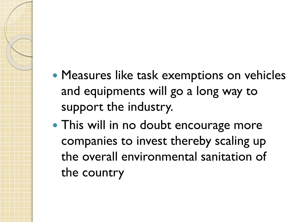 measures like task exemptions on vehicles
