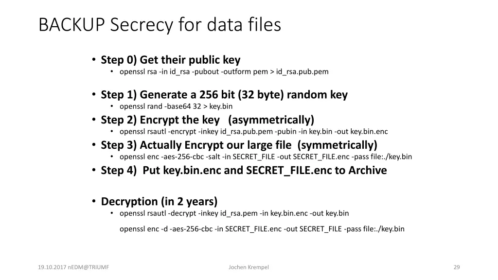 backup secrecy for data files
