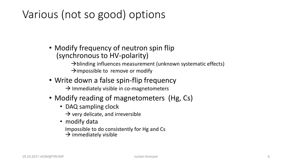 various not so good options