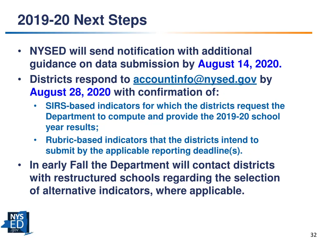 2019 20 next steps
