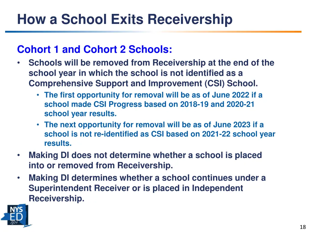 how a school exits receivership