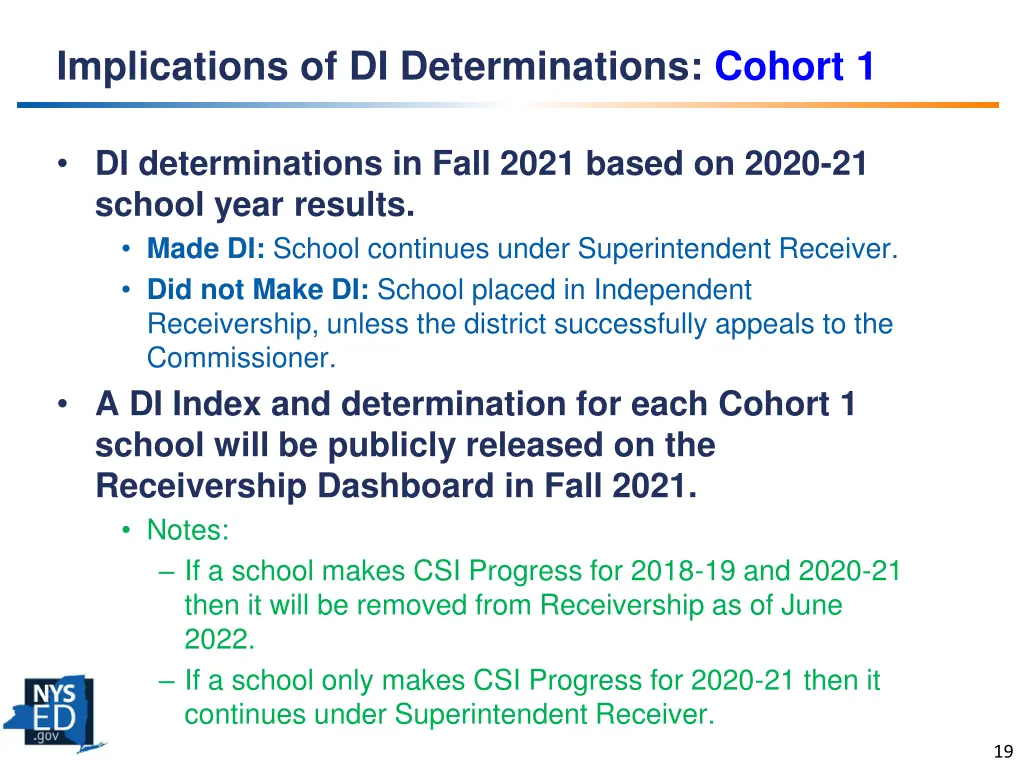 implications of di determinations cohort 1