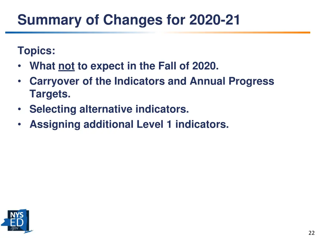 summary of changes for 2020 21
