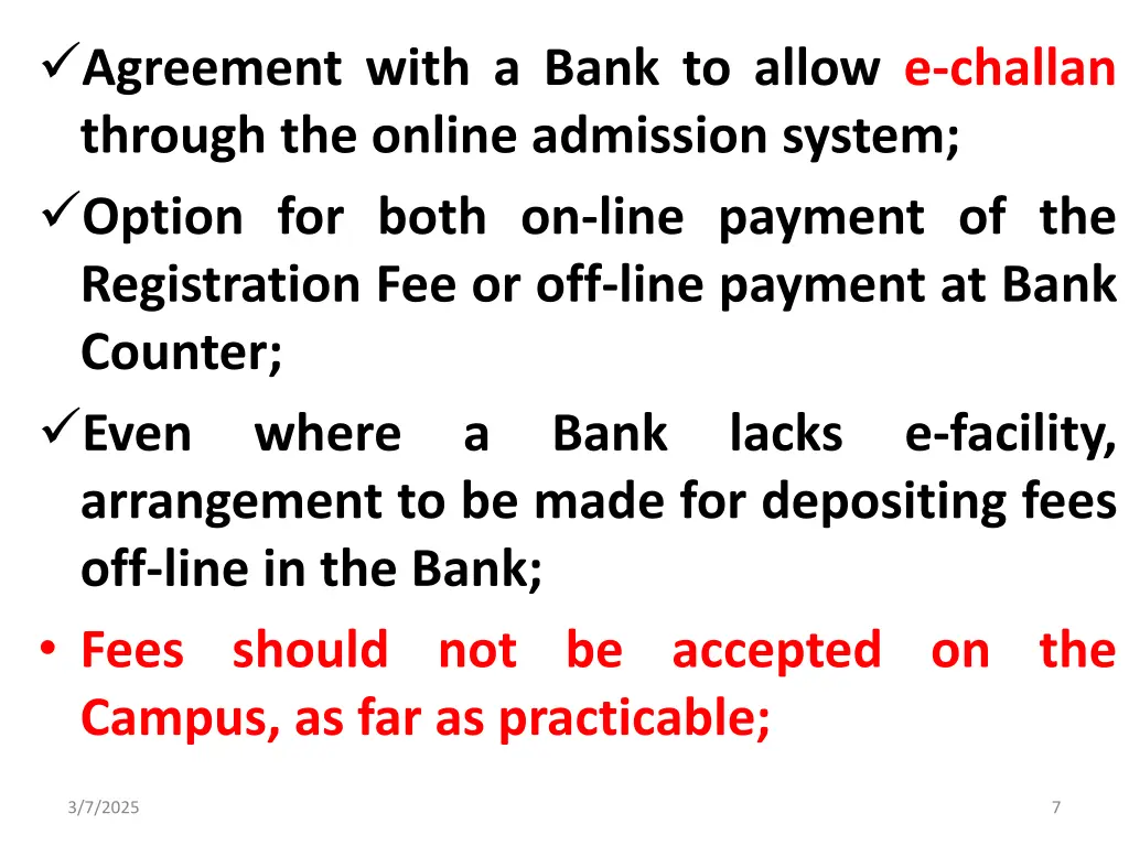 agreement with a bank to allow e challan through