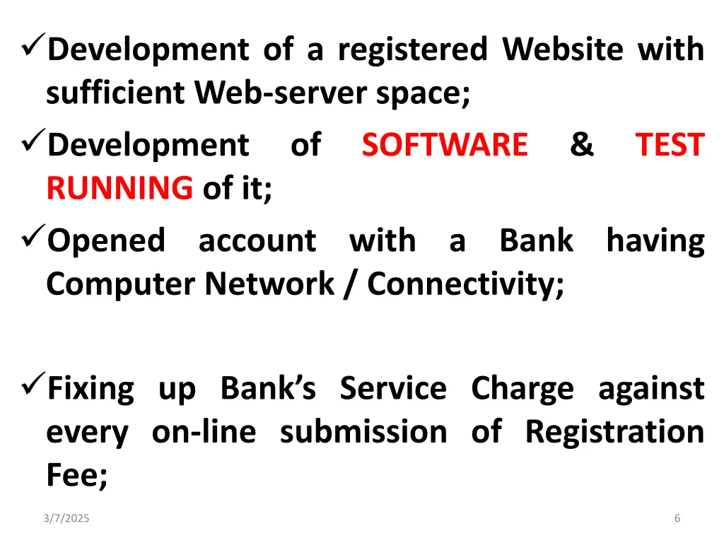 development of a registered website with