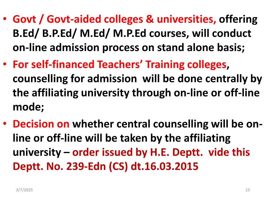 govt govt aided colleges universities offering