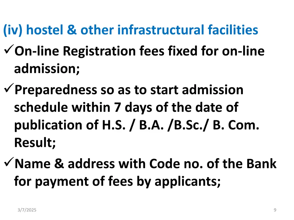 iv hostel other infrastructural facilities