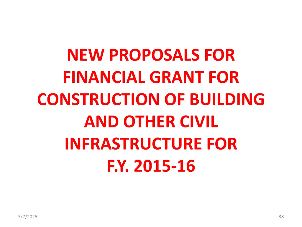 new proposals for financial grant