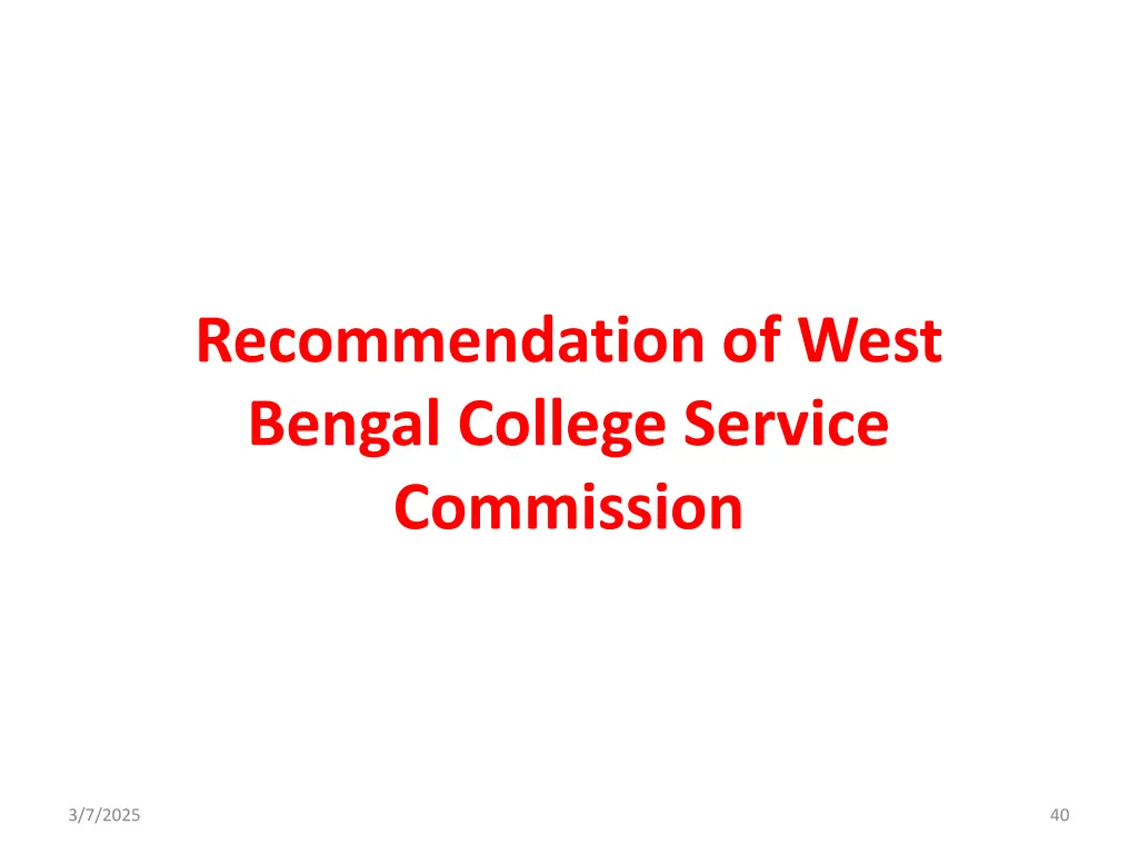 recommendation of west bengal college service