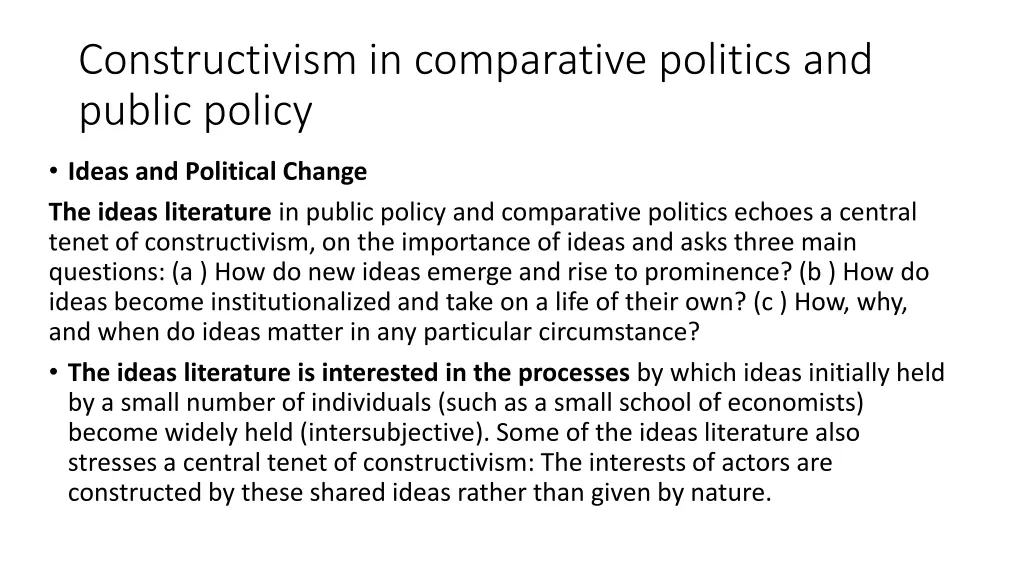 constructivism in comparative politics and public
