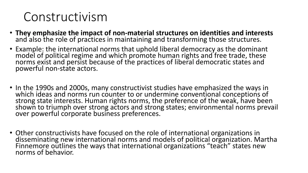 constructivism they emphasize the impact
