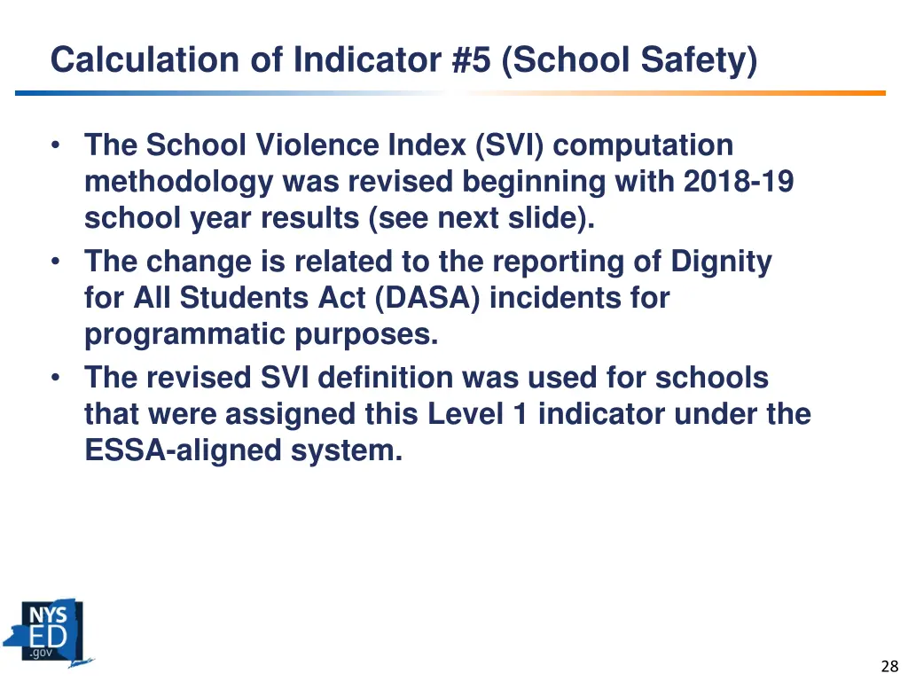 calculation of indicator 5 school safety