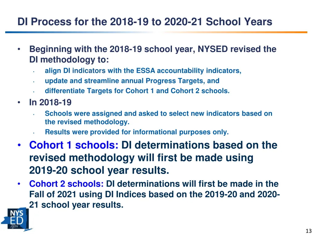 di process for the 2018 19 to 2020 21 school years