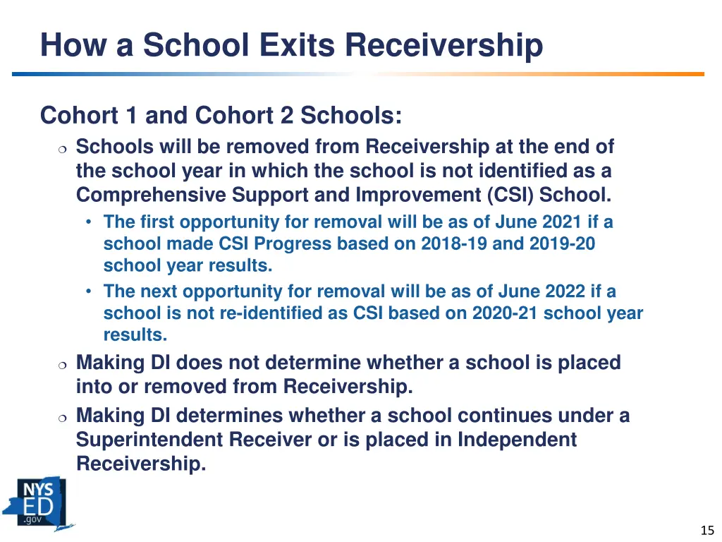 how a school exits receivership