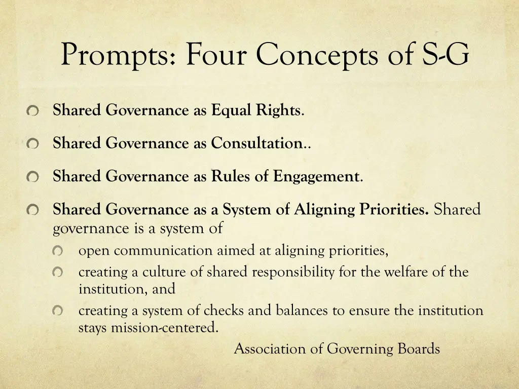 prompts four concepts of s g