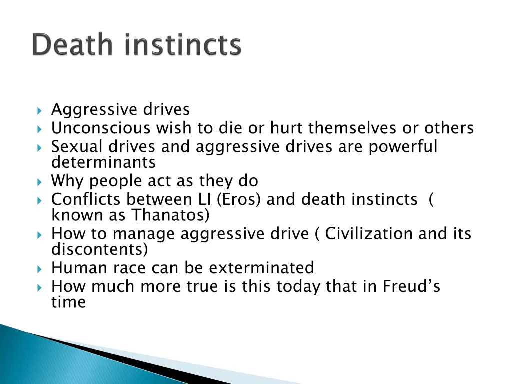 aggressive drives unconscious wish to die or hurt