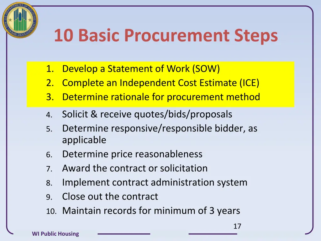 10 basic procurement steps