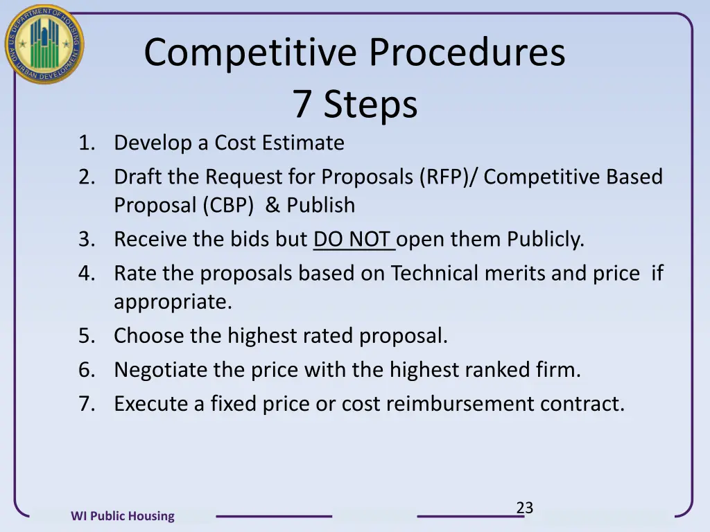 competitive procedures 7 steps 1 develop a cost
