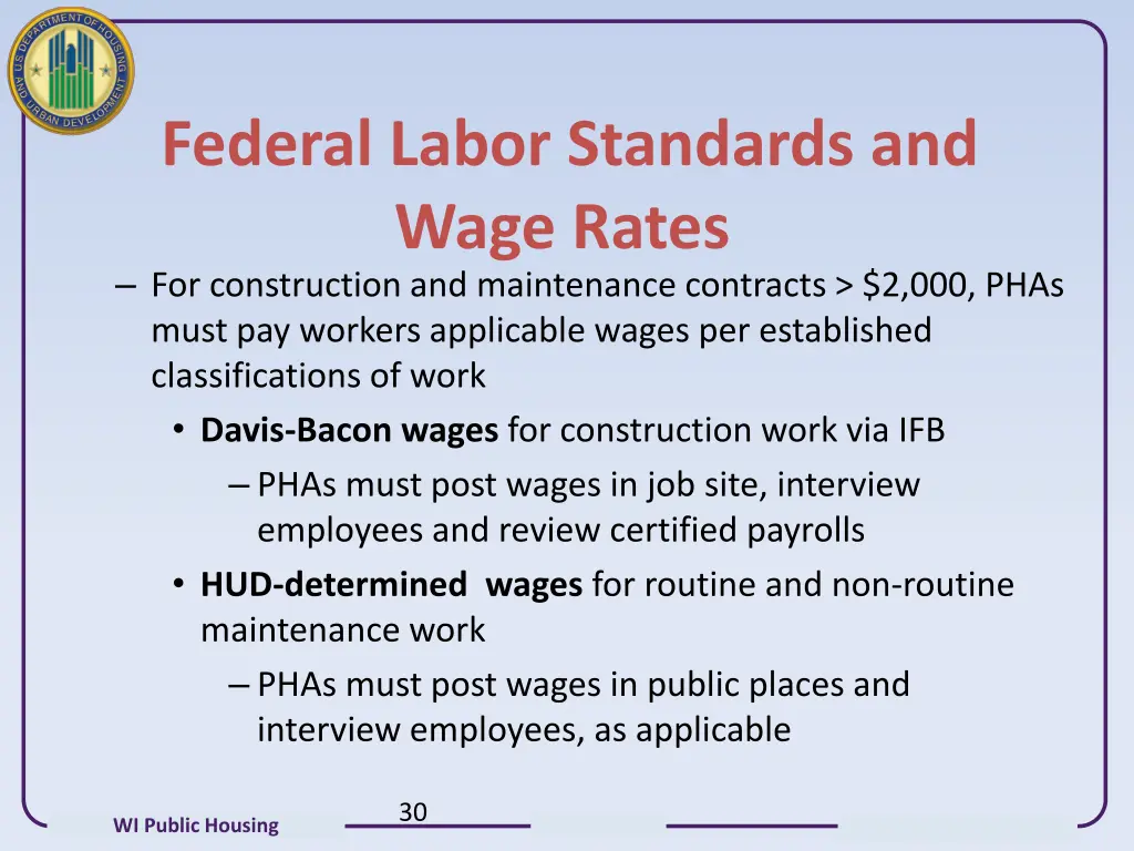 federal labor standards and wage rates