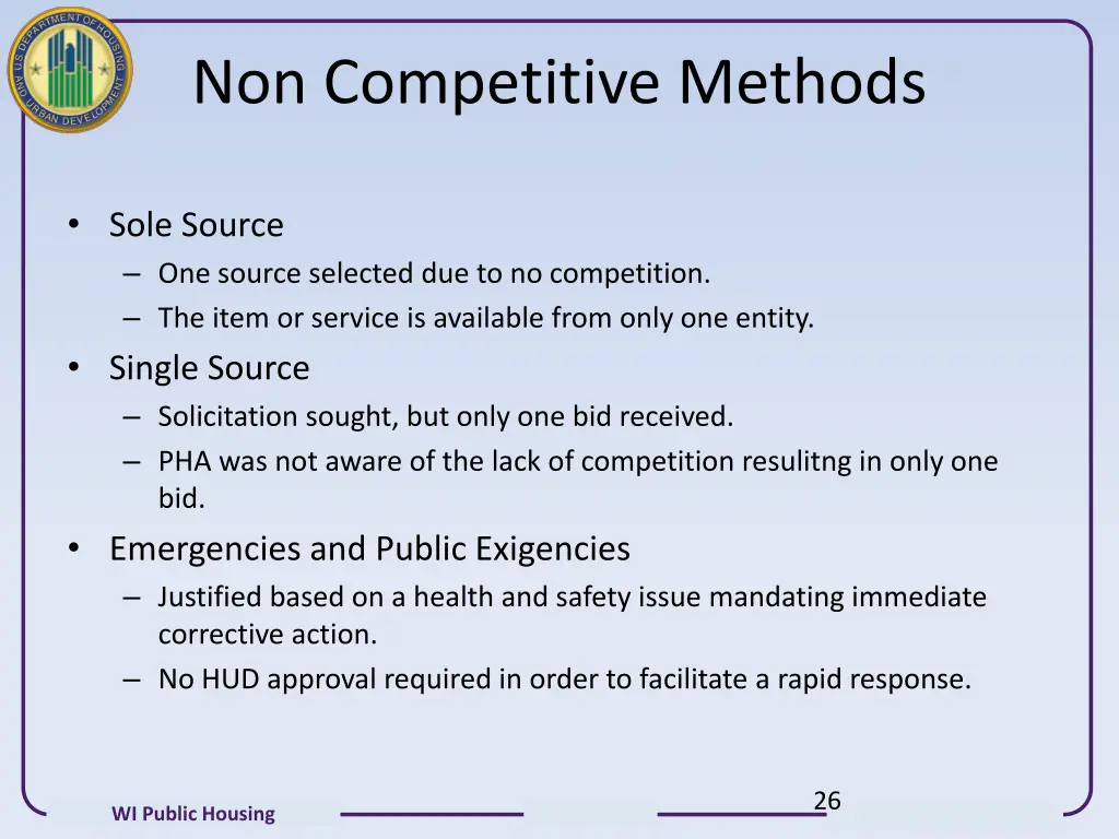 non competitive methods