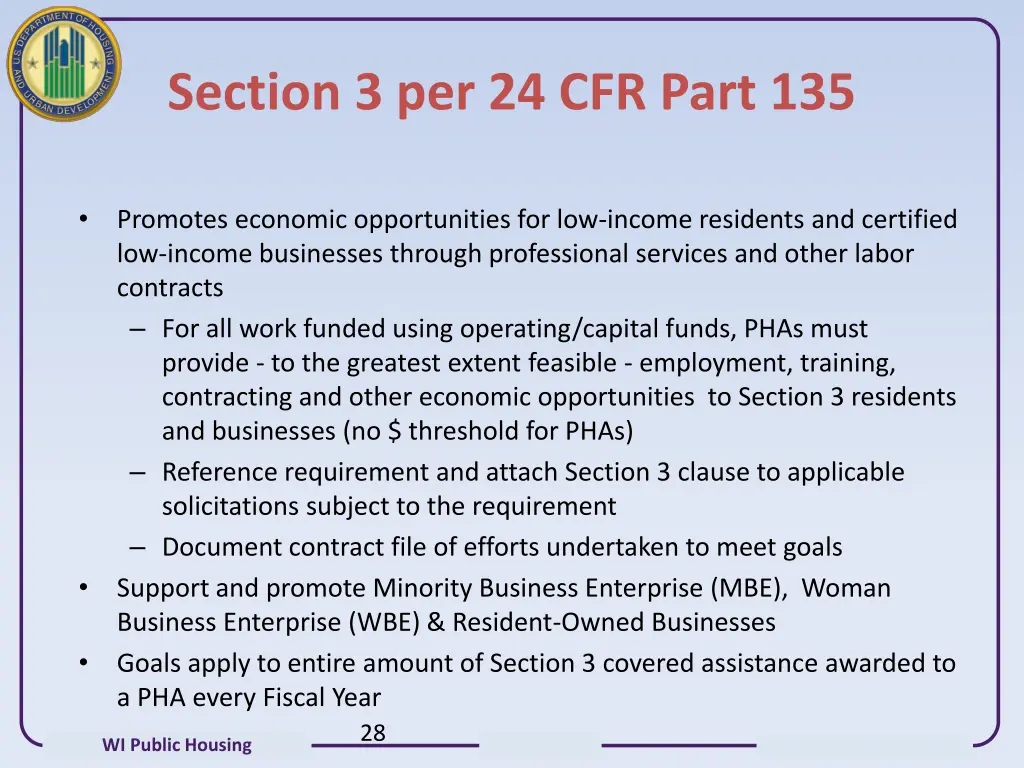 section 3 per 24 cfr part 135
