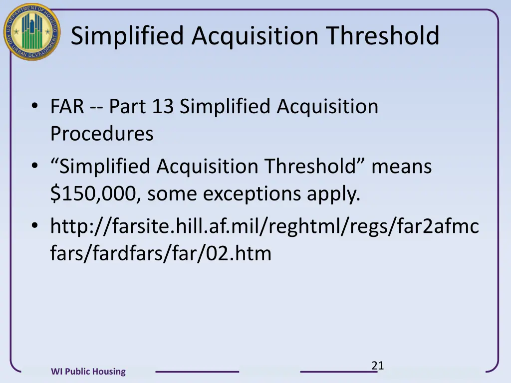 simplified acquisition threshold
