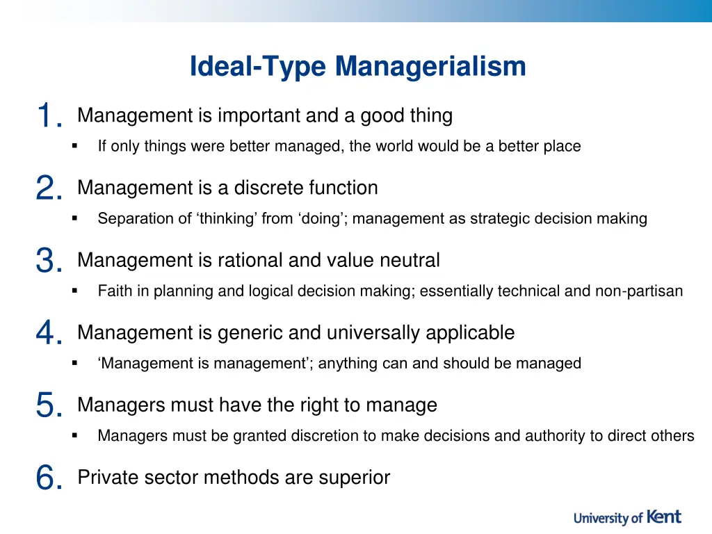 ideal type managerialism 1 management