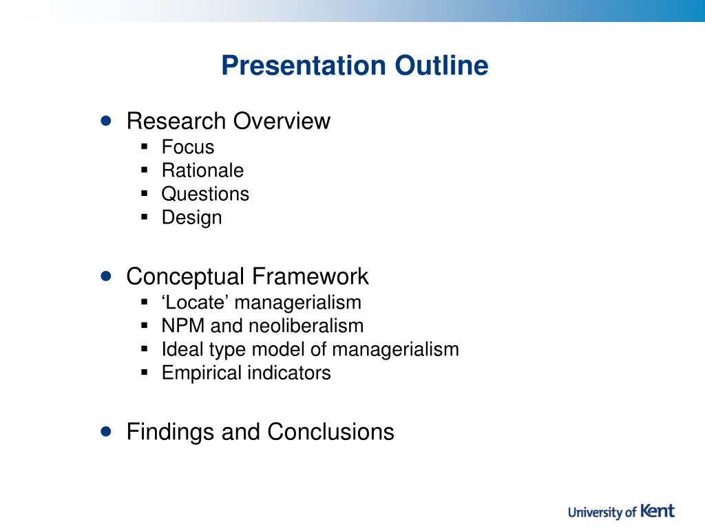 presentation outline research overview focus