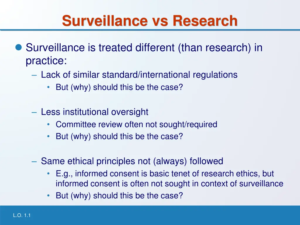 surveillance vs research